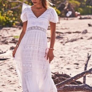 LoveShackFancy White Lace Maxi Dress